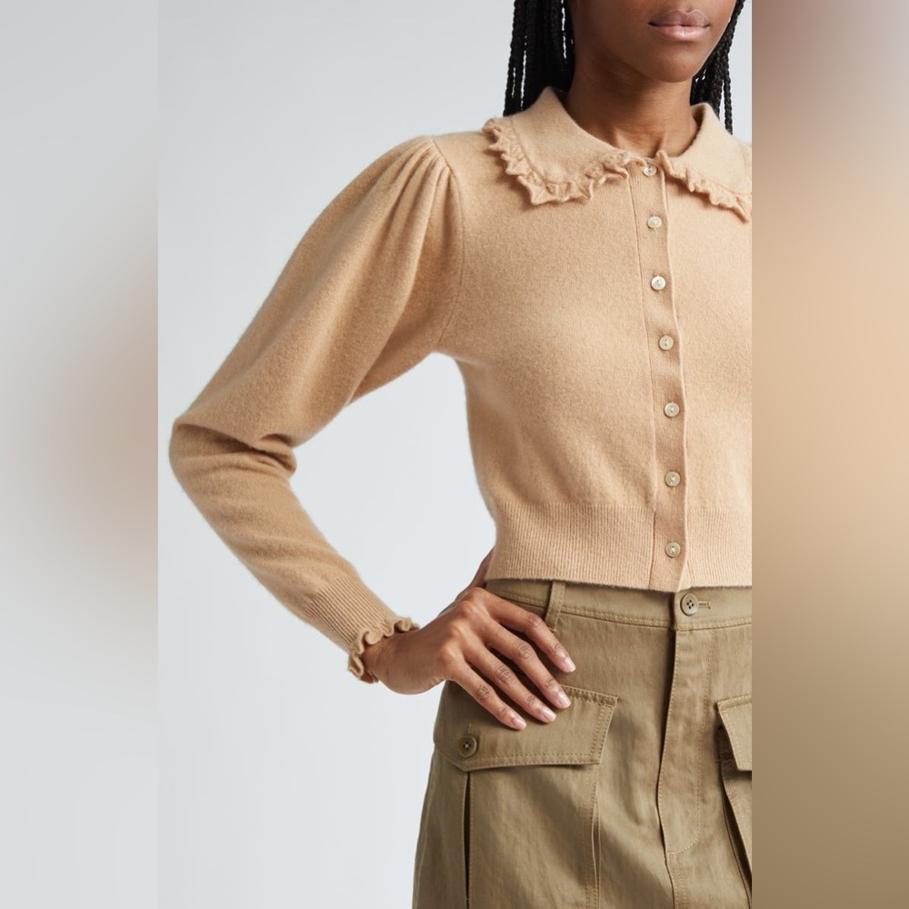 NWT $490 Ulla Johnson Kalila Frill Collar Cashmere Cardigan - Picture 2 of 6